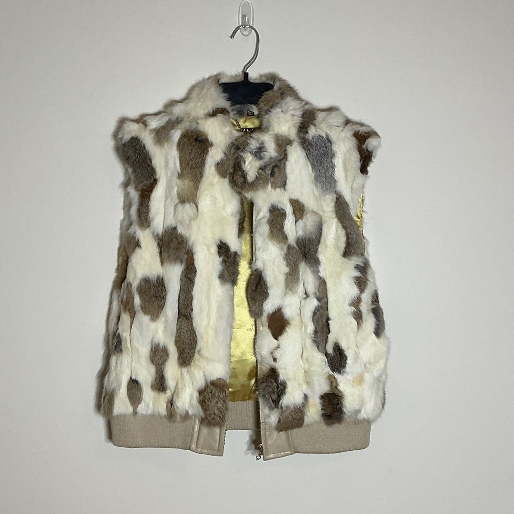 Baby Phat Faux Fur Vest - Cream and Brown